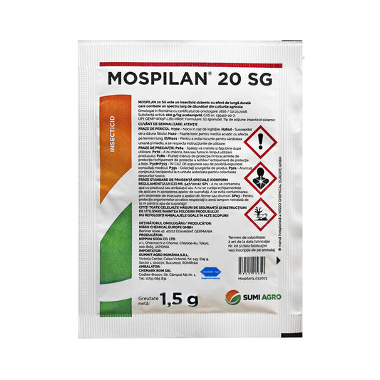 Insecticid Mospilan 20 SG ambalaje diferite pentru combatere daunatori