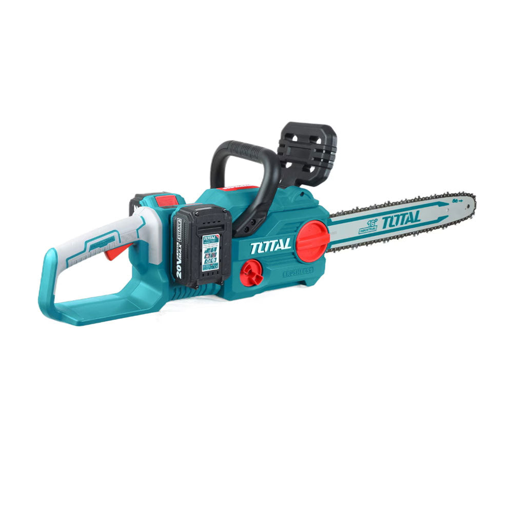 Imagine produs: Motofierastrau Total 2 accumulatori, 2x20V, 4Ah, lama 40cm + statie de incarcare - Disponibil pe Plantazia.ro