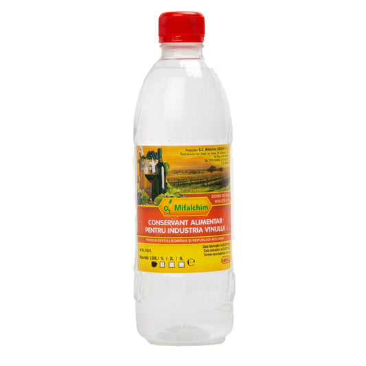 Imagine produs: Conservant alimentar pentru industria vinului (dioxid de sulf solutie 5-6%) - Disponibil pe Plantazia.ro