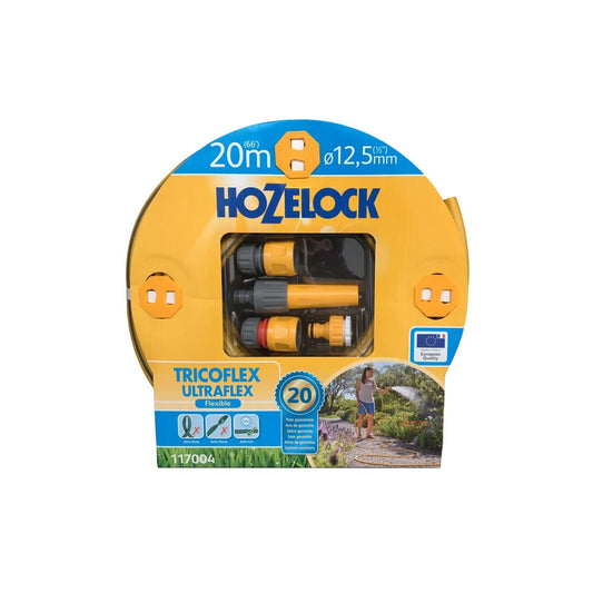 Furtun de gradina Hozelock 1/2”, 12.5 mm, 20m + conectori + duza de stropit