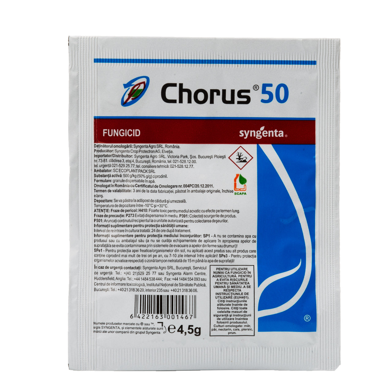 Fungicid Chorus 50WG ambalaj original Syngenta pentru pomi fructiferi